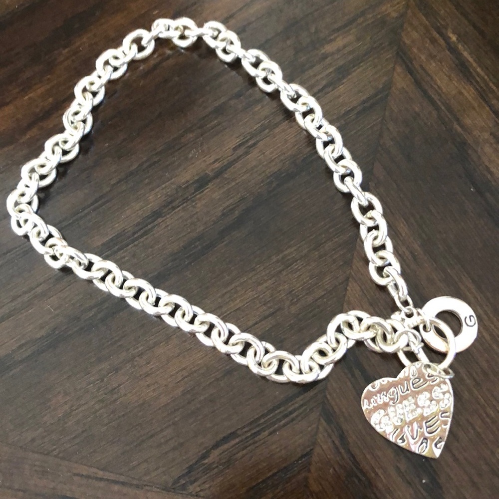 GUESS silver heart necklace
